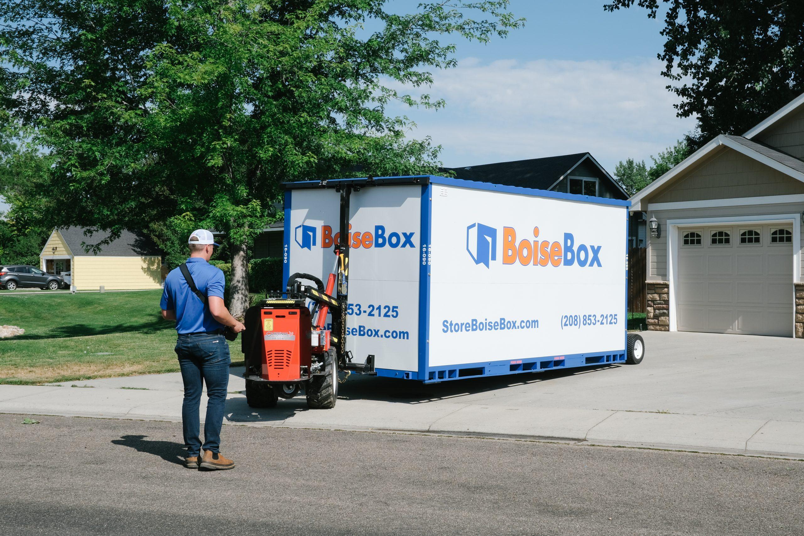 BoiseBox container delivered to a driveway